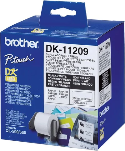 Trak BROTHER DK11209 mala naslovna nalepka 29x62mm 800 kos Trak BROTHER DK11209 mala naslovna nalepka 29x62mm 800 kos