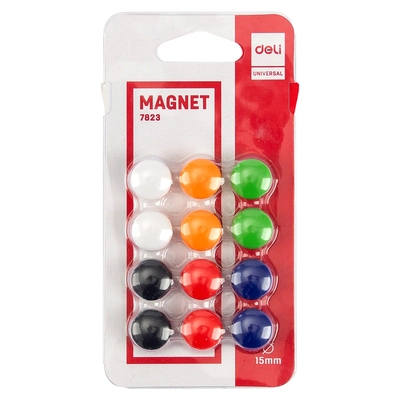 Magneti premer 15mm Deli 7823 12/1 mešane barve Magneti premer 15mm Deli 7823 12/1 mešane barve