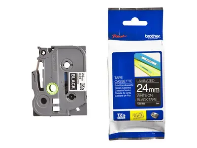 Trak BROTHER 24mm bel izpis na črnem traku - TZE355 Trak BROTHER 24mm bel izpis na črnem traku - TZE355