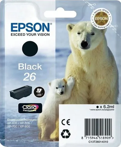 Črnilo EPSON T26014020 Black No.26 original Črnilo EPSON T26014020 Black No.26 original