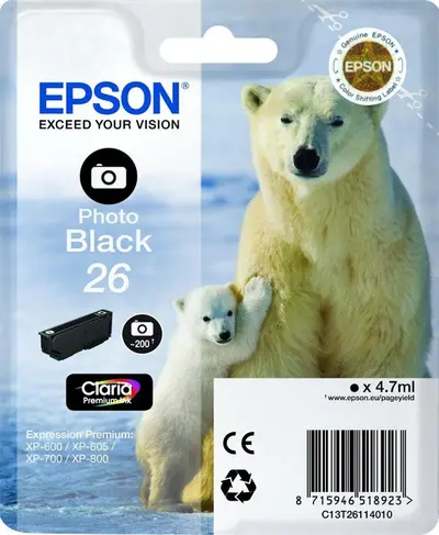 Črnilo EPSON T26114020 Photo-Black No.26 original Črnilo EPSON T26114020 Photo-Black No.26 original