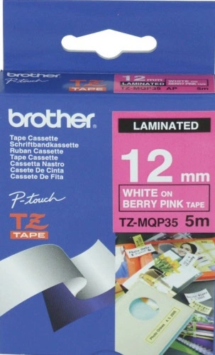 Trak BROTHER 12mm bel izpis na roza traku - TZEMQP35 Trak BROTHER 12mm bel izpis na roza traku - TZEMQP35