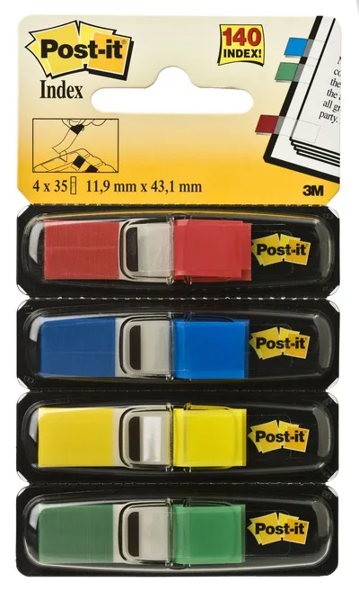 Zastavica 43,1x11,9mm 4x35 listov film polprozoren 3M 683-4 4 barve Zastavica 43,1x11,9mm 4x35 listov film polprozoren 3M 683-4 4 barve