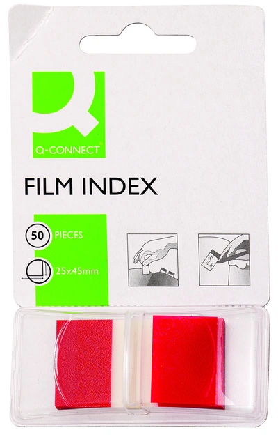Samolepilni lističi 25x43mm 50 listov film polprozoren Q-Connect KF03633 rdeči Samolepilni lističi 25x43mm 50 listov film polprozoren Q-Connect KF03633 rdeči