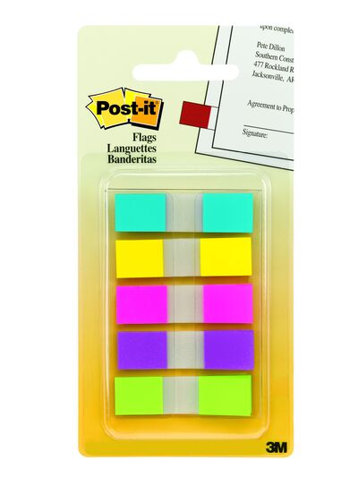 Zastavica 43,1x11,9mm 5x20 listov film polprozoren 3M 683-5CB blister 5 barv